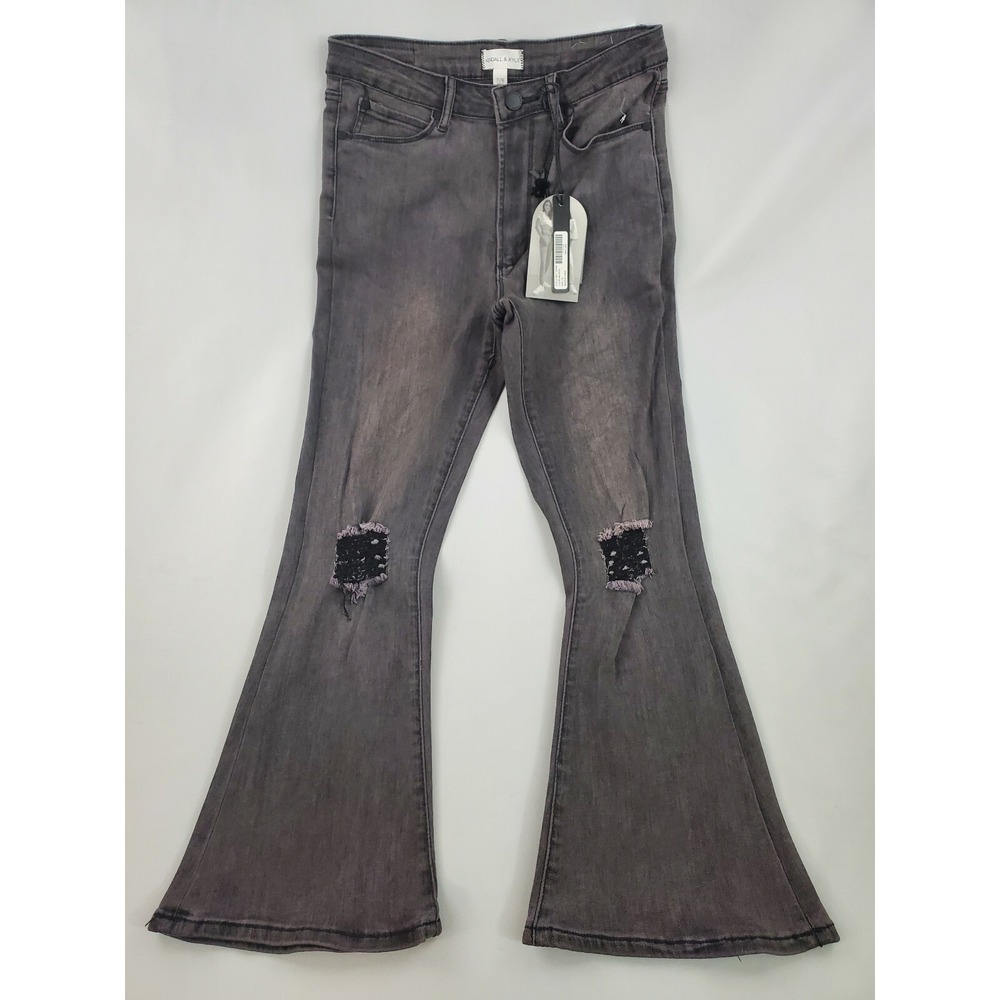 Kendall + Kylie women jeans KK21-304HR Melrose grey crop flare sz 7/8 $128